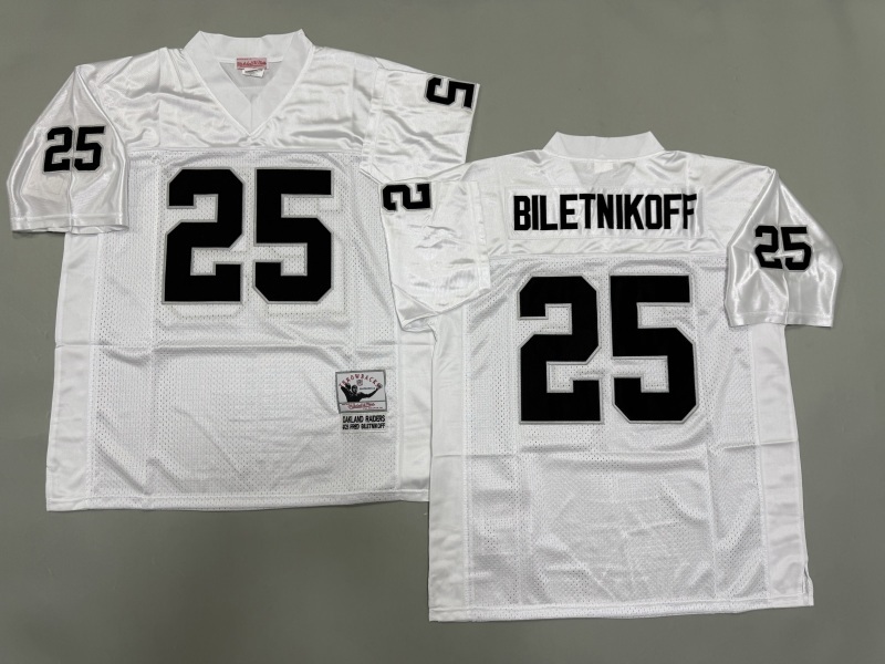 Men 2025 Nike Oakland Raiders 25 Biletnikoff white Throwback Limited NFL Jersey style 003